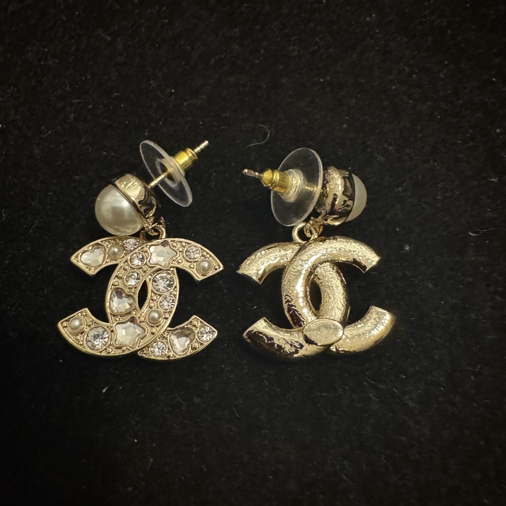 Chanel Gold and Silver CC Interlock Earrings - Picture 4 of 5